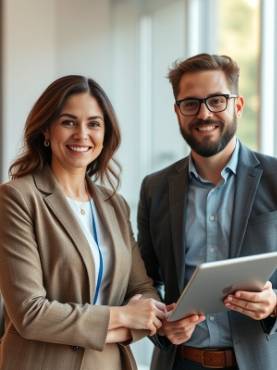 Business owner partners with marketing expert for growth strategies.