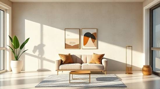 elegant email design, aesthetic charm, capturing attention, photorealistic, sleek editorial workspace with minimalist decor, highly detailed, smooth changes of layout designs, vibrant realism, earth tones with metallics, natural soft lighting, shot with a 100mm lens