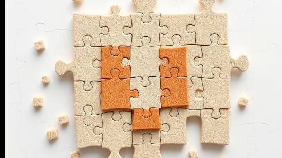 Complex puzzle illustrating the essential pieces of online marketing